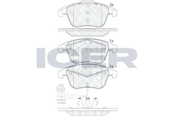 181923 ICER Brake pad set SEAT incl. wear warning contact, Axle Vers.: Front