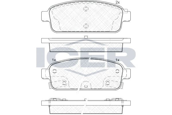 181943 ICER Brake pad set NISSAN incl. wear warning contact, Axle Vers.: Rear