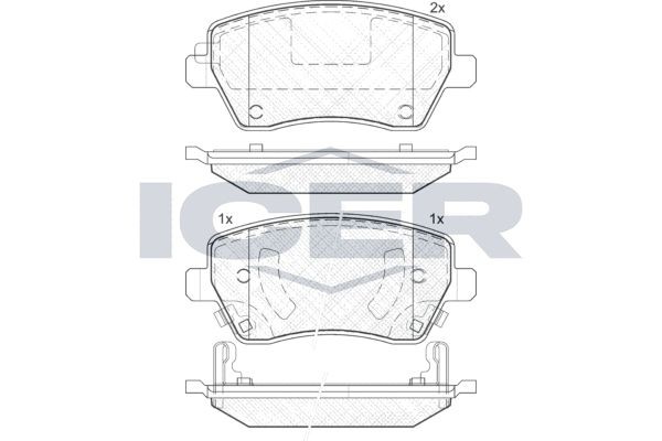 182019 ICER Brake pad set NISSAN incl. wear warning contact, Axle Vers.: Front