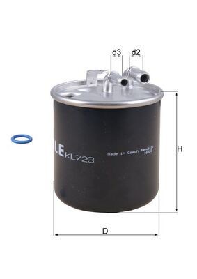 KNECHT KL 723D Fuel filter In-Line Filter, without filter heating, 10mm, 8,0mm