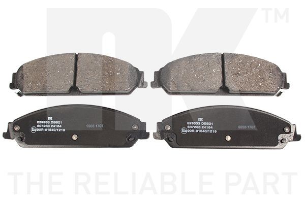NK 229333 Brake pad set with acoustic wear warning, with anti-squeak plate, without accessories