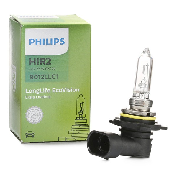 PHILIPS LongLife 9012LLC1 Bulb, spotlight HIR2 12V 55W PX22d, 3700K, Halogen