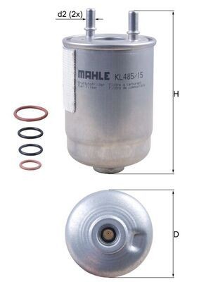 MAHLE ORIGINAL KL 485/15D Fuel filter In-Line Filter, 10mm, 10,0mm