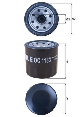 OC1183 Oil filter 70598754 MAHLE ORIGINAL M20x1,5, Spin-on Filter