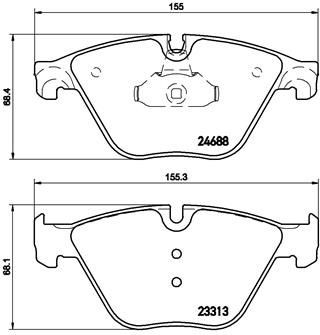 P06074 Set of brake pads D15978706 BREMBO prepared for wear indicator, with piston clip, without accessories
