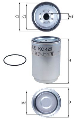 70537610 MAHLE ORIGINAL KC429D Fuel filter 21366596