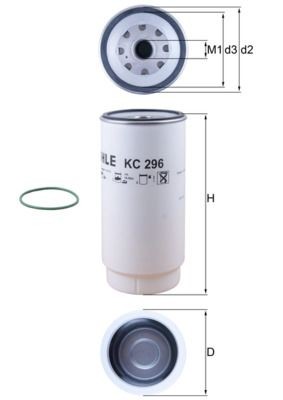 MAHLE ORIGINAL KC 296D Fuel filter Spin-on Filter