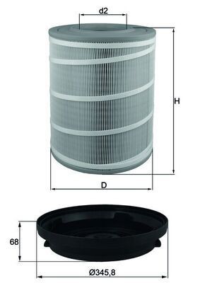 MAHLE ORIGINAL LX 3480 KIT Air filter 350,7mm, 277,0mm, Filter Insert