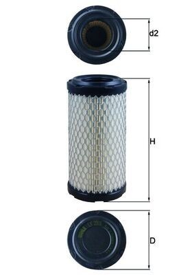 MAHLE ORIGINAL LX 2908 Air filter 187,0mm, 88,5mm, Filter Insert
