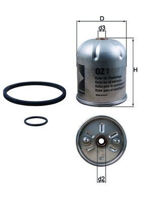 79606518 MAHLE ORIGINAL Centrifuge Inner Diameter 2: 16, 14mm, Ø: 97,3mm, Height: 122,0mm Oil filters OZ 1D buy