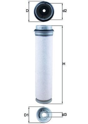 MAHLE ORIGINAL LXS 40/1 Secondary Air Filter 69,6, 61, 68,0 mm