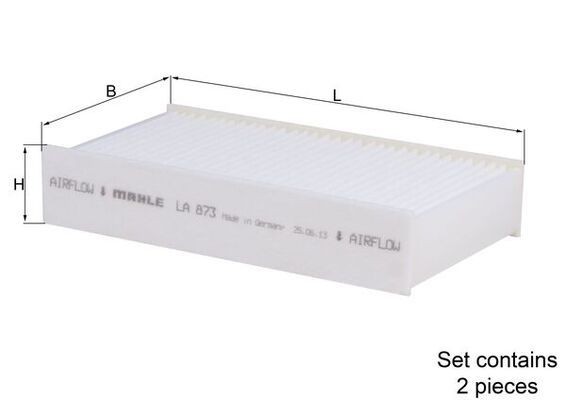 MAHLE ORIGINAL LAK 873/S Air conditioner filter Particulate Filter, 165,0 mm x 88 mm x 30,0 mm