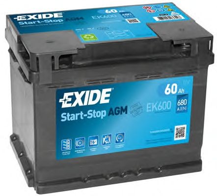 EK600 EXIDE Car battery LAND ROVER 12V 60Ah 680A B13 AGM Battery