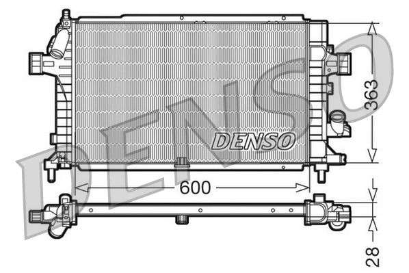 DENSO Aluminium, 600 x 363 x 28 mm Radiator DRM20100 buy