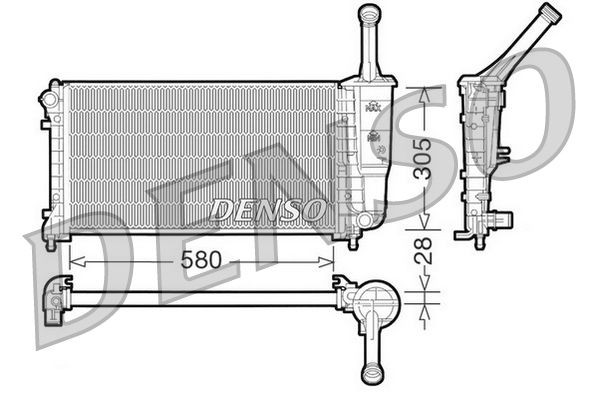 DENSO DRM09106 Engine radiator Aluminium, 580 x 305 x 28 mm