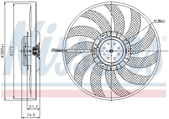 85638 Fan, radiator 85638 NISSENS Ø: 370 mm, 12V, 240W, without integrated regulator
