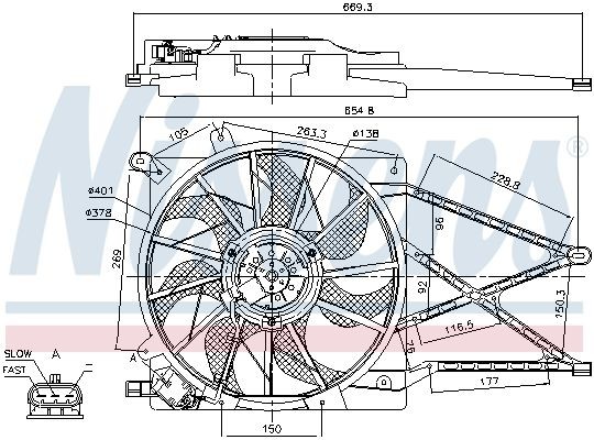 Opel ZAFIRA Radiator cooling fan 7284909 NISSENS 85175 online buy