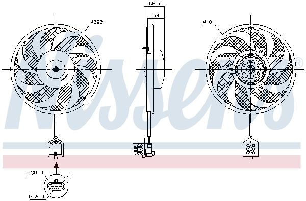 Original NISSENS Cooling fan assembly 85596 for CHEVROLET TRANS SPORT