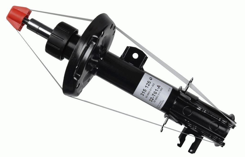 SACHS 315 125 Shock absorber Left, Gas Pressure, Twin-Tube, Suspension Strut, Top pin