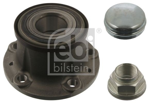 FEBI BILSTEIN 40018 Wheel bearing kit Rear Axle Left, Rear Axle Right, with attachment material, Wheel Bearing integrated into wheel hub, with integrated magnetic sensor ring, with ABS sensor ring, with wheel hub, 143 mm, Tapered Roller Bearing