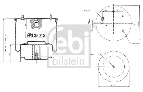 FEBI BILSTEIN 38012 Federbalg, Luftfederung für DAF F 2100 LKW in Original Qualität