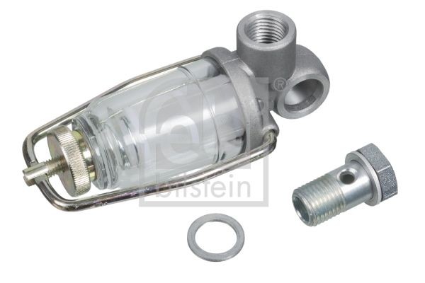 FEBI BILSTEIN Pre-Filter, with sight glass, with banjo bolt, with fastening clamp, with seal ring Height: 112,5mm Inline fuel filter 35084 buy