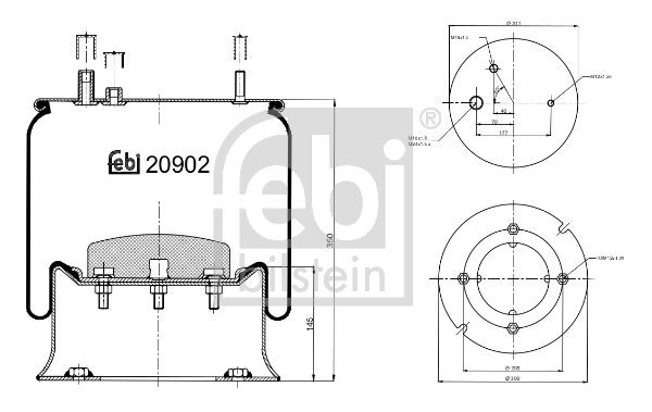 FEBI BILSTEIN 20902 Federbalg, Luftfederung für RENAULT TRUCKS R LKW in Original Qualität