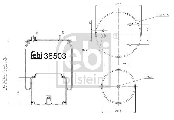 FEBI BILSTEIN 38503 Federbalg, Luftfederung für DAF 75 CF LKW in Original Qualität