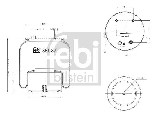 FEBI BILSTEIN 38537 Federbalg, Luftfederung für DAF CF 85 LKW in Original Qualität