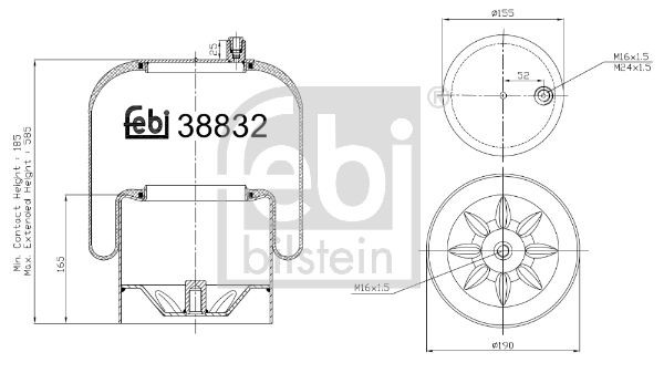 FEBI BILSTEIN 38832 Federbalg, Luftfederung für MERCEDES-BENZ AXOR 2 LKW in Original Qualität