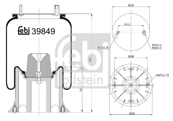 Opel MANTA Shock absorption parts - Boot, air suspension FEBI BILSTEIN 39849