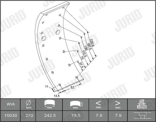 JURID Brake Lining Kit, drum brake 1503015460