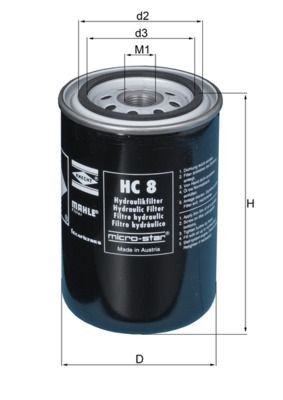 KNECHT HC 8 Filter, operating hydraulics 93,3 mm
