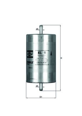 KNECHT KL 9 Fuel filter In-Line Filter, 8mm, 8,0mm