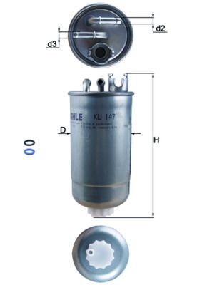 KNECHT KL 147D Fuel filter In-Line Filter, 8mm, 8,0mm