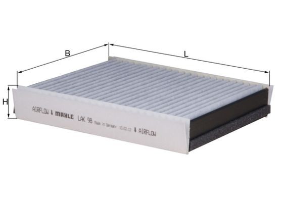 0000000000000000000000 KNECHT Activated Carbon Filter, 225,0, 225 mm x 204 mm x 40,0 mm Width: 204mm, Height: 40,0mm, Length: 225,0, 225mm Cabin filter LAK 98 buy