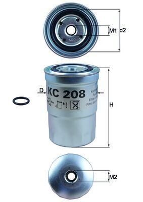 0000000000000000000000 KNECHT Spin-on Filter Height: 143,0, 143mm Inline fuel filter KC 208 buy