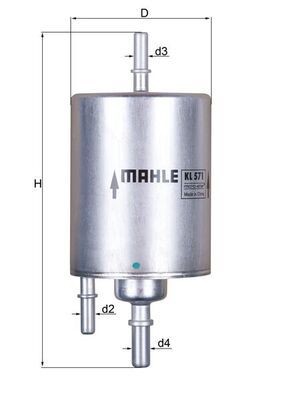 KNECHT KL 571 Fuel filter In-Line Filter, 10mm, 7,9mm