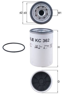 0000000000000000000000 KNECHT Spin-on Filter Height: 143,0mm Inline fuel filter KC 362D buy