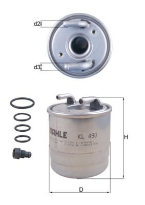 KNECHT KL 490D Fuel filter In-Line Filter, without filter heating, 8mm, 10,0mm