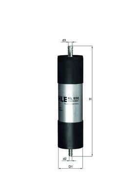KNECHT KL 658 Fuel filter In-Line Filter, 11mm, 9,2mm