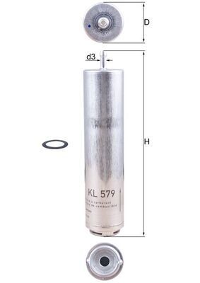KNECHT KL 579D Fuel filter In-Line Filter, 8,0mm