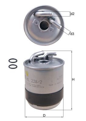 KNECHT KL 228/2D Fuel filter In-Line Filter, without filter heating, 10mm, 8,0mm