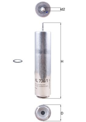 KNECHT KL 736/1D Fuel filter In-Line Filter, 7,9mm