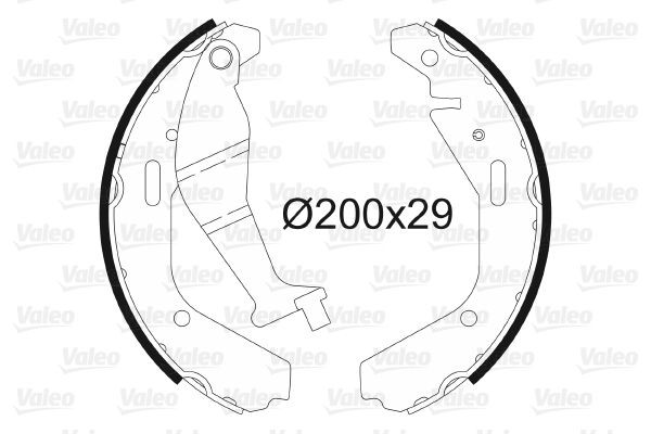Drum brake shoe support pads VALEO Rear Axle, 200 x 29 mm, without wheel brake cylinder - 564102
