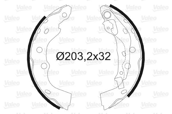 564106 VALEO Drum brake pads SUZUKI Rear Axle, 203 x 32 mm, without wheel brake cylinder