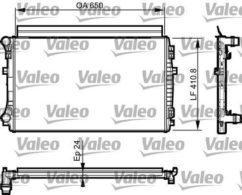 VALEO 735558 Engine radiator Aluminium, 650 x 411 x 24 mm, Mechanically jointed cooling fins