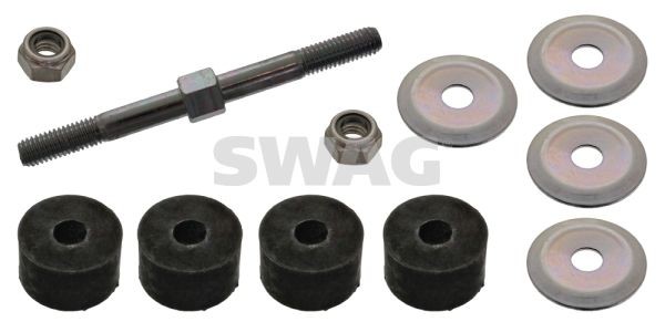 SWAG 85 94 2068 Anti-roll bar link Front Axle Left, Front Axle Right, 100mm, M8 x 1,25 , with washers, with nut, with bearing(s), Steel , silver
