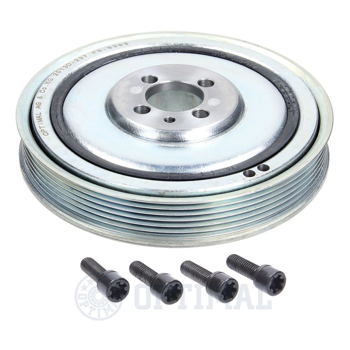 OPTIMAL F8-6393 Crankshaft pulley 6PK, Ø: 169mm, Number of ribs: 5, with bolts/screws, Decoupled