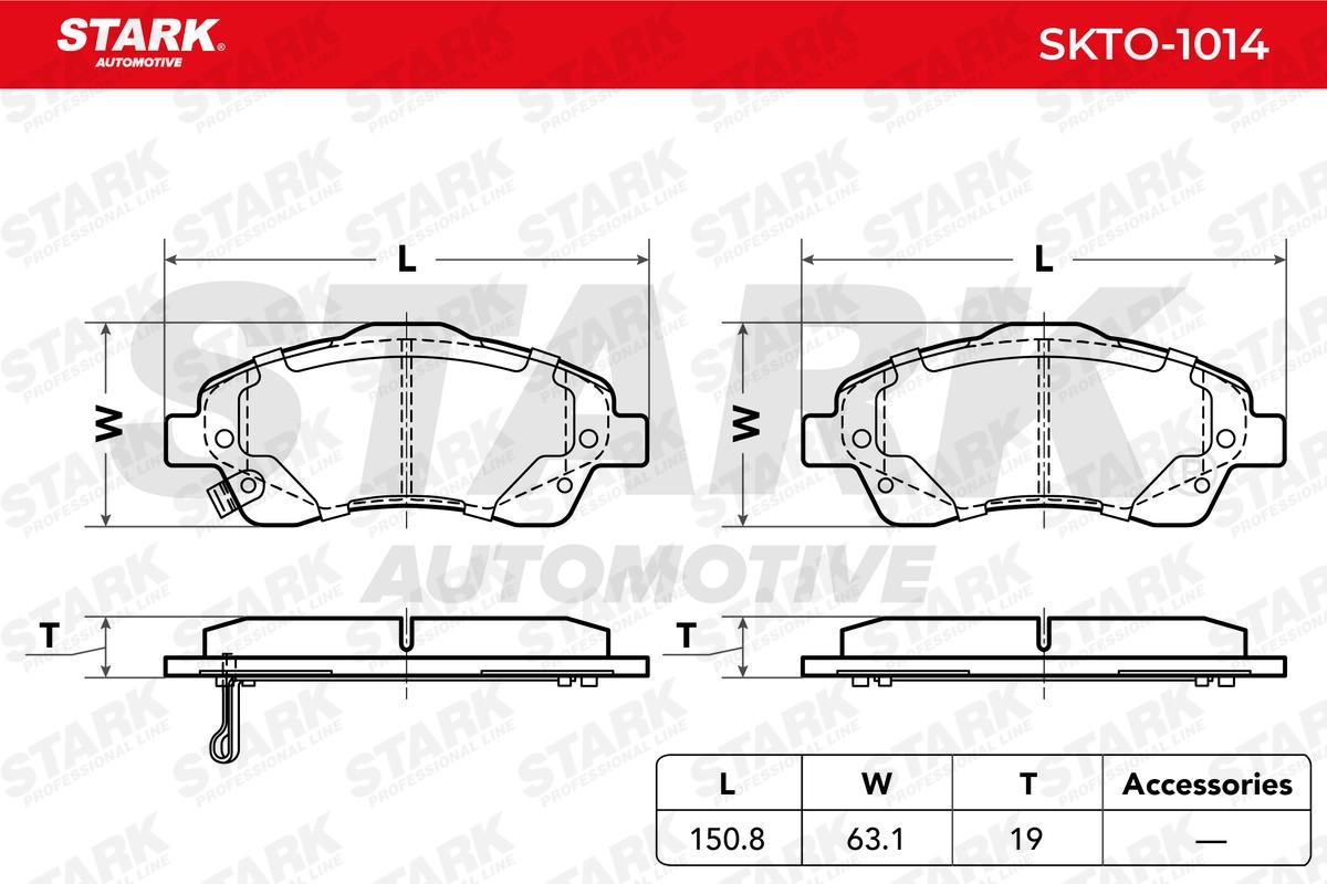 STARK Brake pad kit SKTO-1014 for TOYOTA COROLLA, AVENSIS